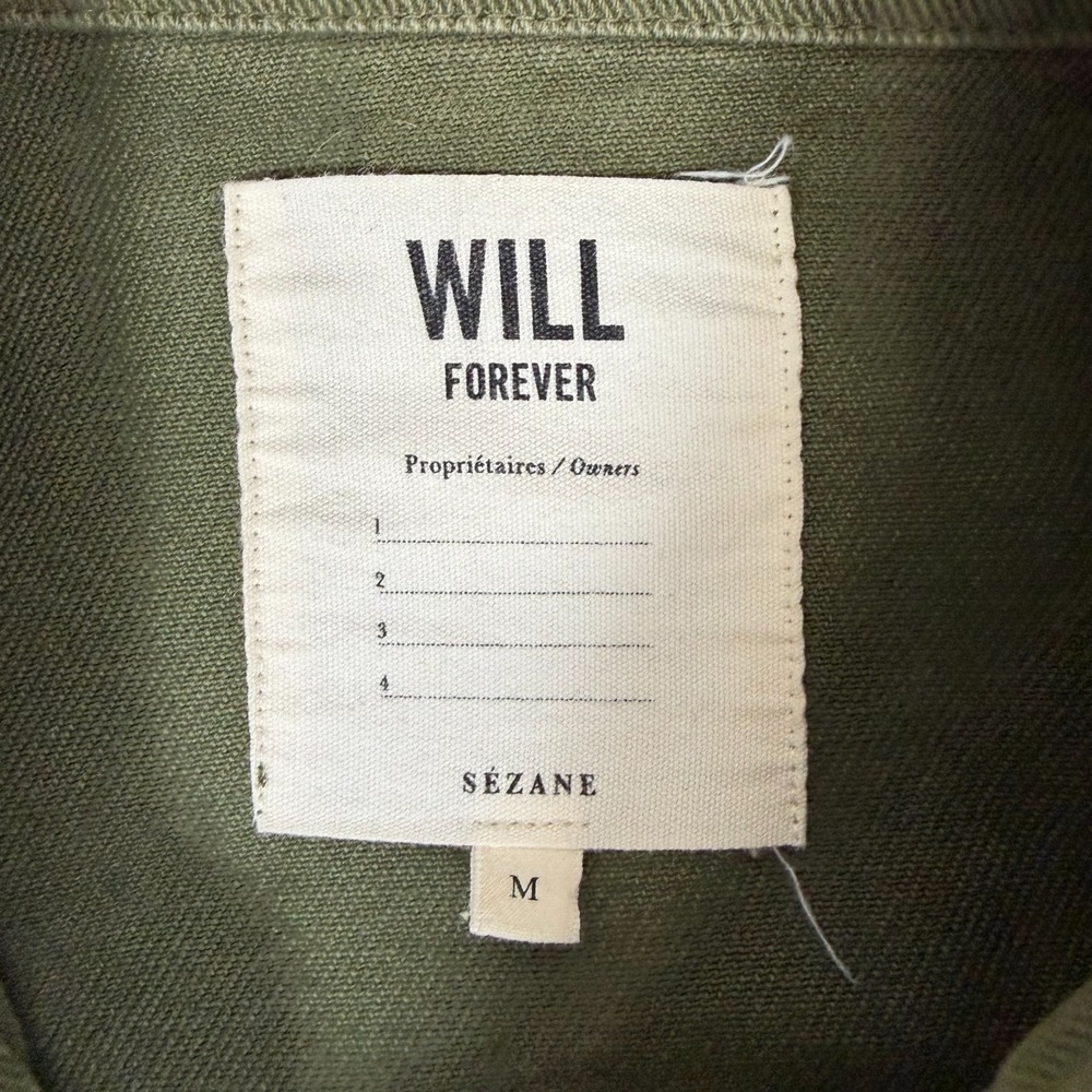 Sezane Will Jacket Womens Medium Green Suede Olive Button Pockets - Picture 2 of 7
